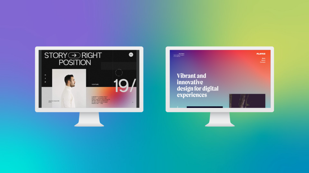 2 Computer screens depicting design trend examples