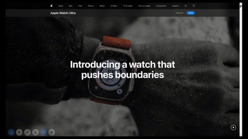 A screenshot of the Apple Watch Ultra landing page