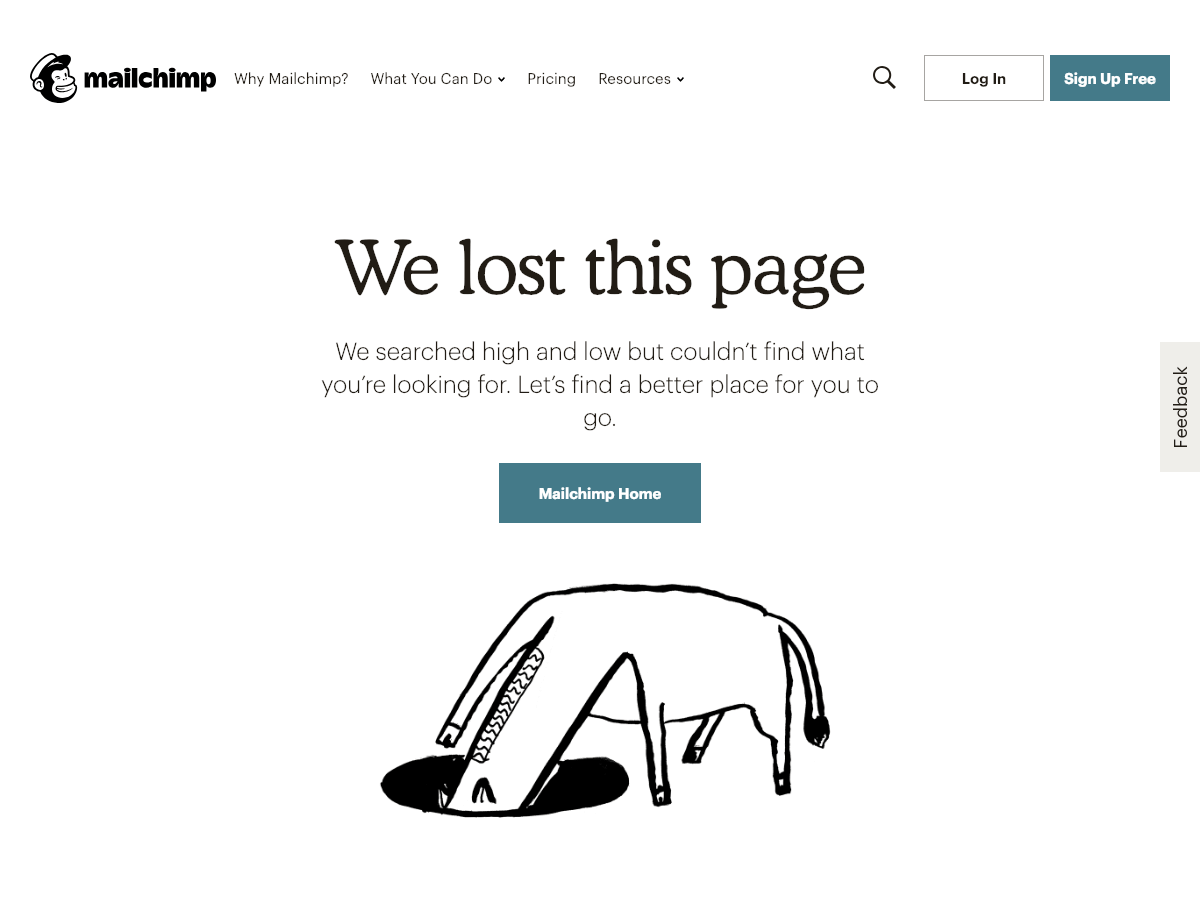 Mailchimp 404 page