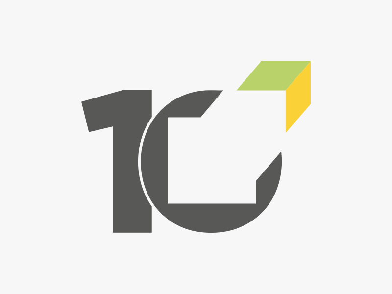 The image shows a stylized number "10" with an arrow pointing upward and to the right, incorporating green and yellow colors.